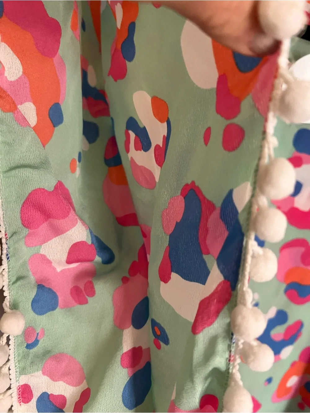 Viv & Lou Mint Floral Pom-Pom Tunic